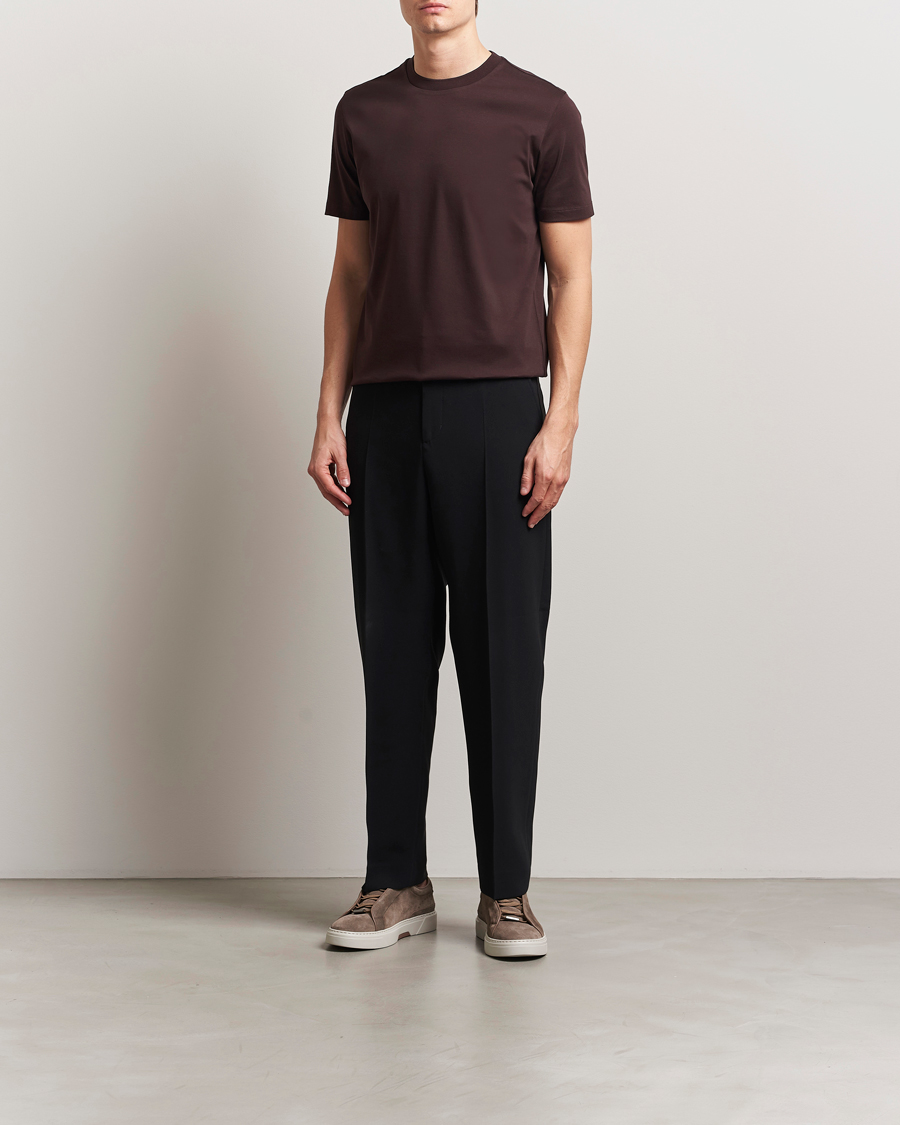 Men | T-Shirts | BOSS CAMEL | Tesar Cotton Knitted T-Shirt Dark Brown