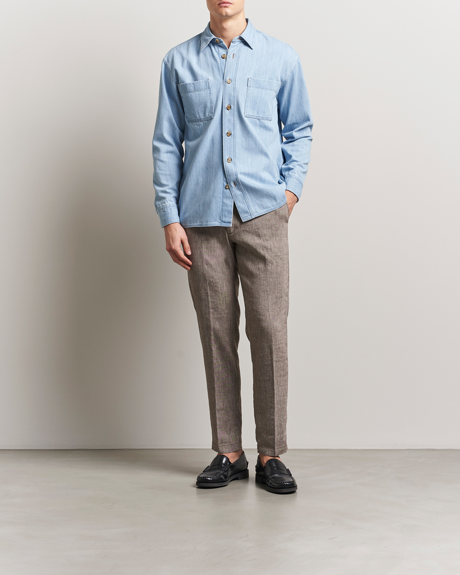 Men | Trousers | BOSS BLACK | Kane Linen Blend Drawstring Trousers Dark Brown