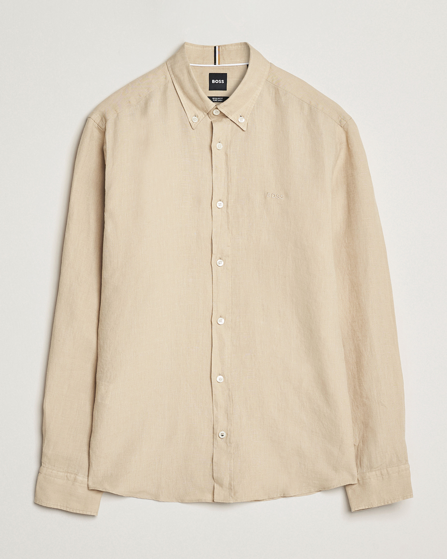 Men | Shirts | BOSS BLACK | Liam Linen Shirt Light Beige