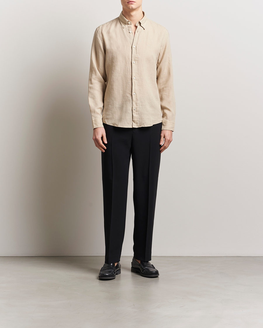 Men | Shirts | BOSS BLACK | Liam Linen Shirt Light Beige