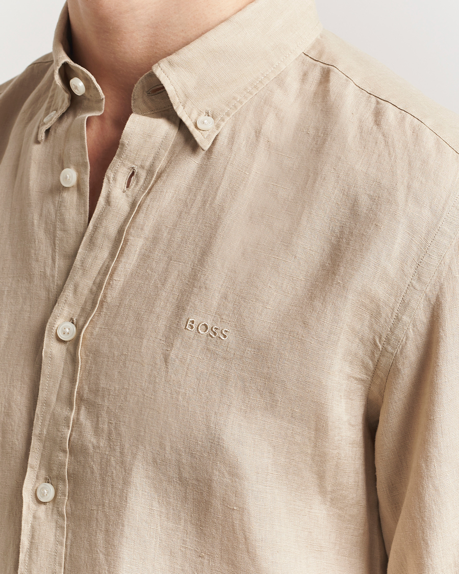 Men | Shirts | BOSS BLACK | Liam Linen Shirt Light Beige