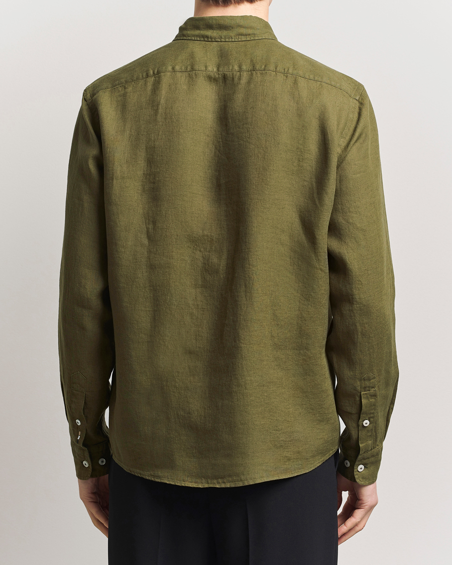 Men | Shirts | BOSS BLACK | Liam Linen Shirt Dark Green