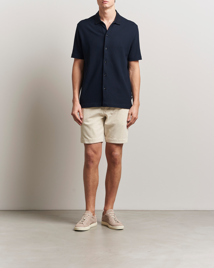 Men | Shirts | BOSS BLACK | Palladio Knitted Short Sleeve Shirt Dark Blue