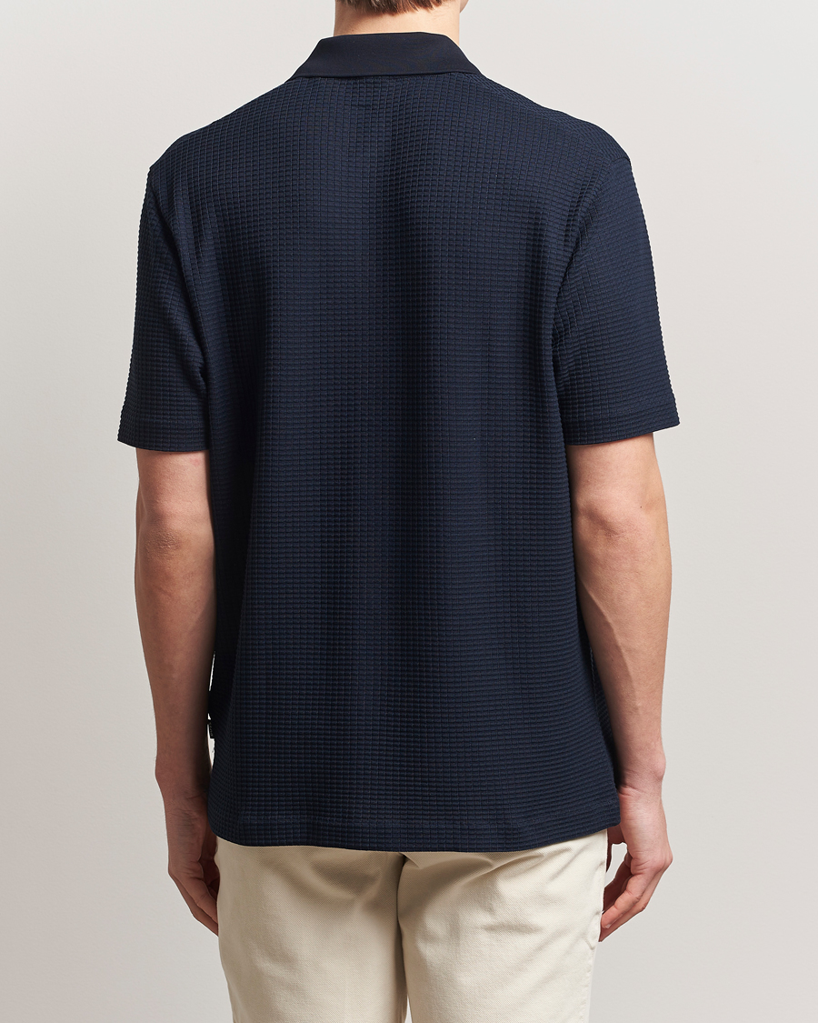 Men | Shirts | BOSS BLACK | Palladio Knitted Short Sleeve Shirt Dark Blue