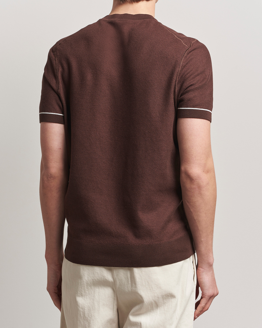 Men | T-Shirts | BOSS BLACK | Jianfranco Cotton/Viscose Knitted T-Shirt Dark Brown