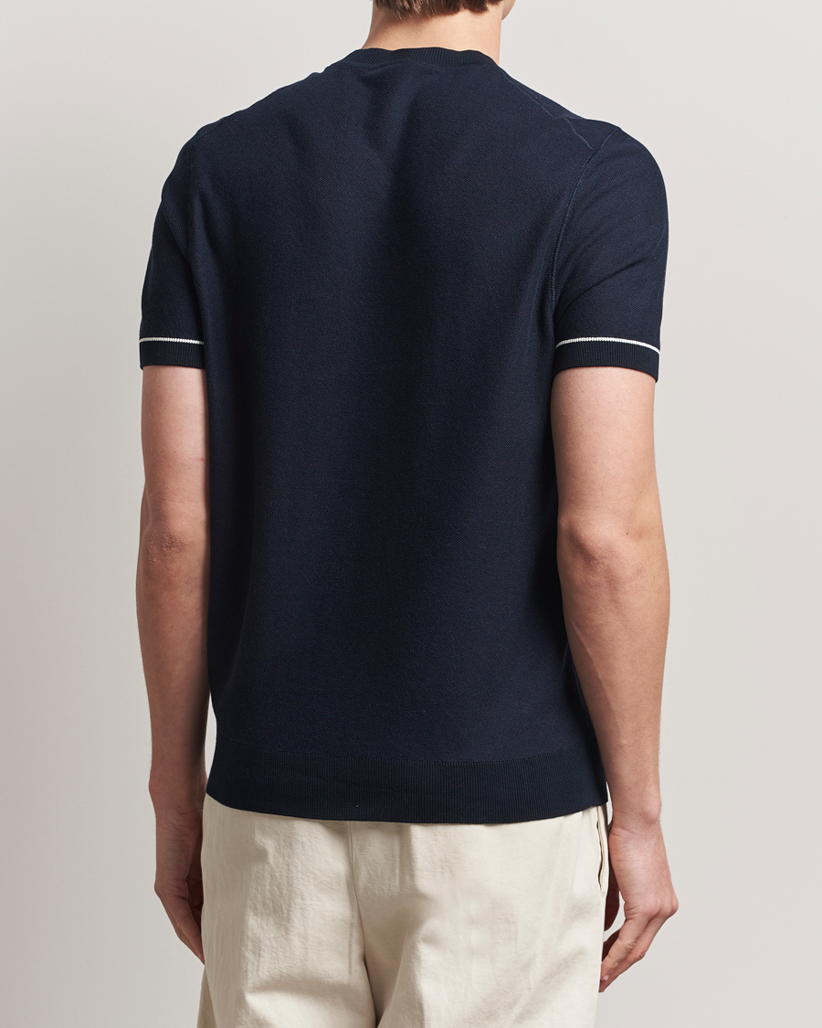 Men | T-Shirts | BOSS BLACK | Jianfranco Cotton/Viscose Knitted T-Shirt Dark Blue