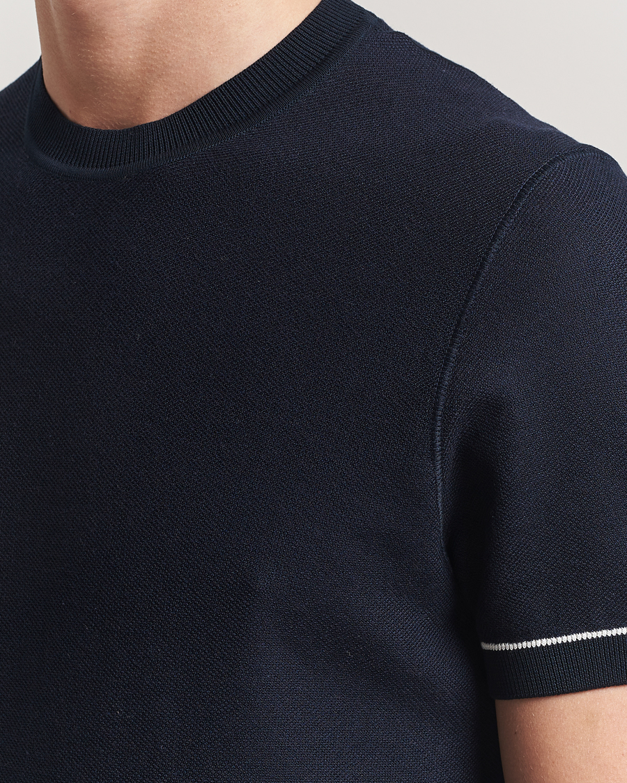 Men | T-Shirts | BOSS BLACK | Jianfranco Cotton/Viscose Knitted T-Shirt Dark Blue