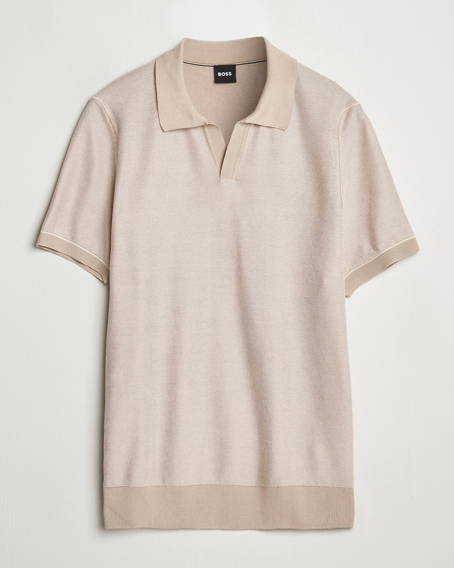 Men | Polo Shirts | BOSS BLACK | Jianluca Cotton/Lyocell Knitted Polo Open White