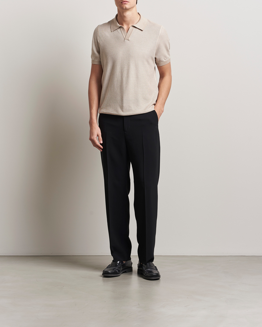 Men | Polo Shirts | BOSS BLACK | Jianluca Cotton/Lyocell Knitted Polo Open White
