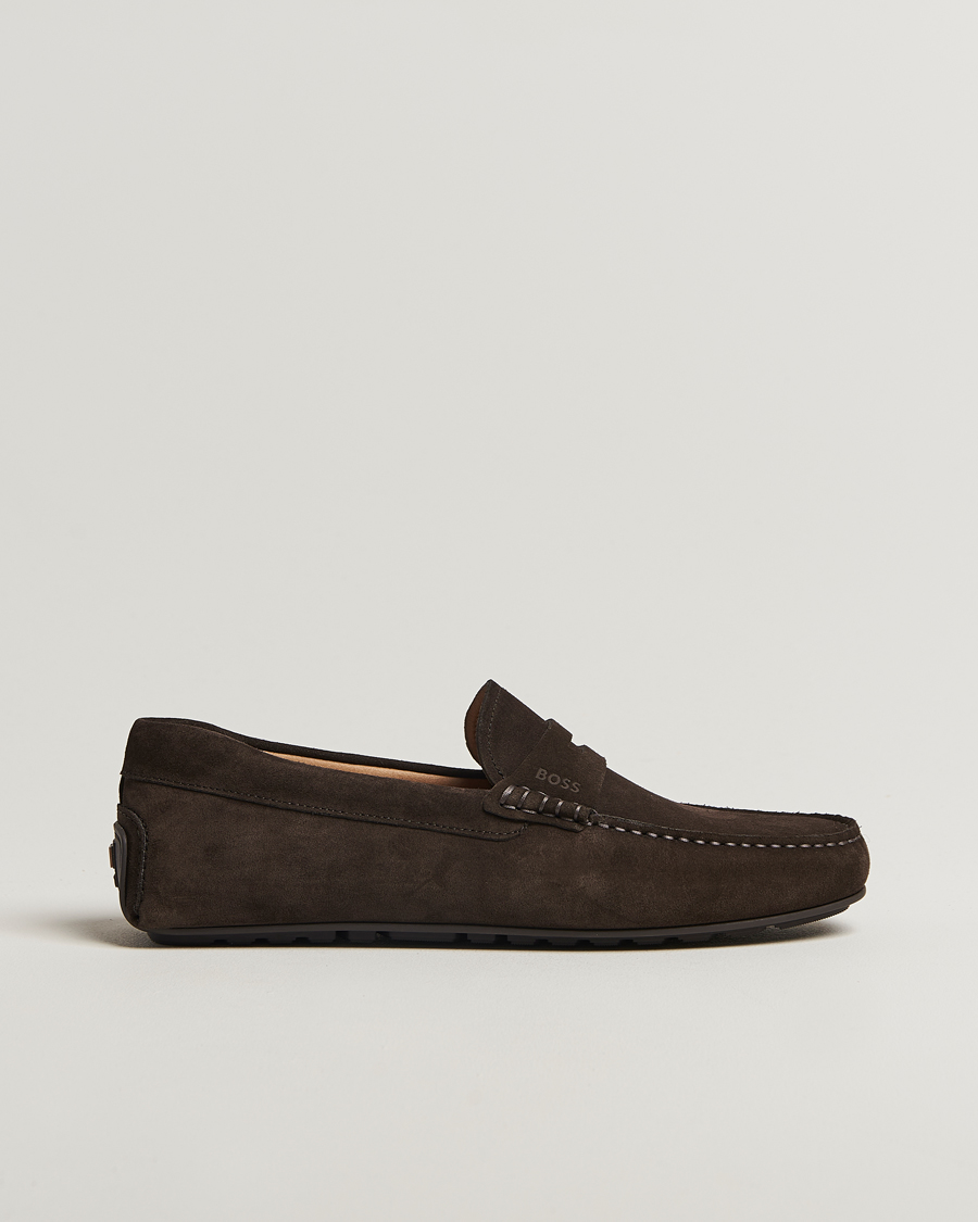 Men | Loafers | BOSS BLACK | Noel Suede Moccasin Dark Brown