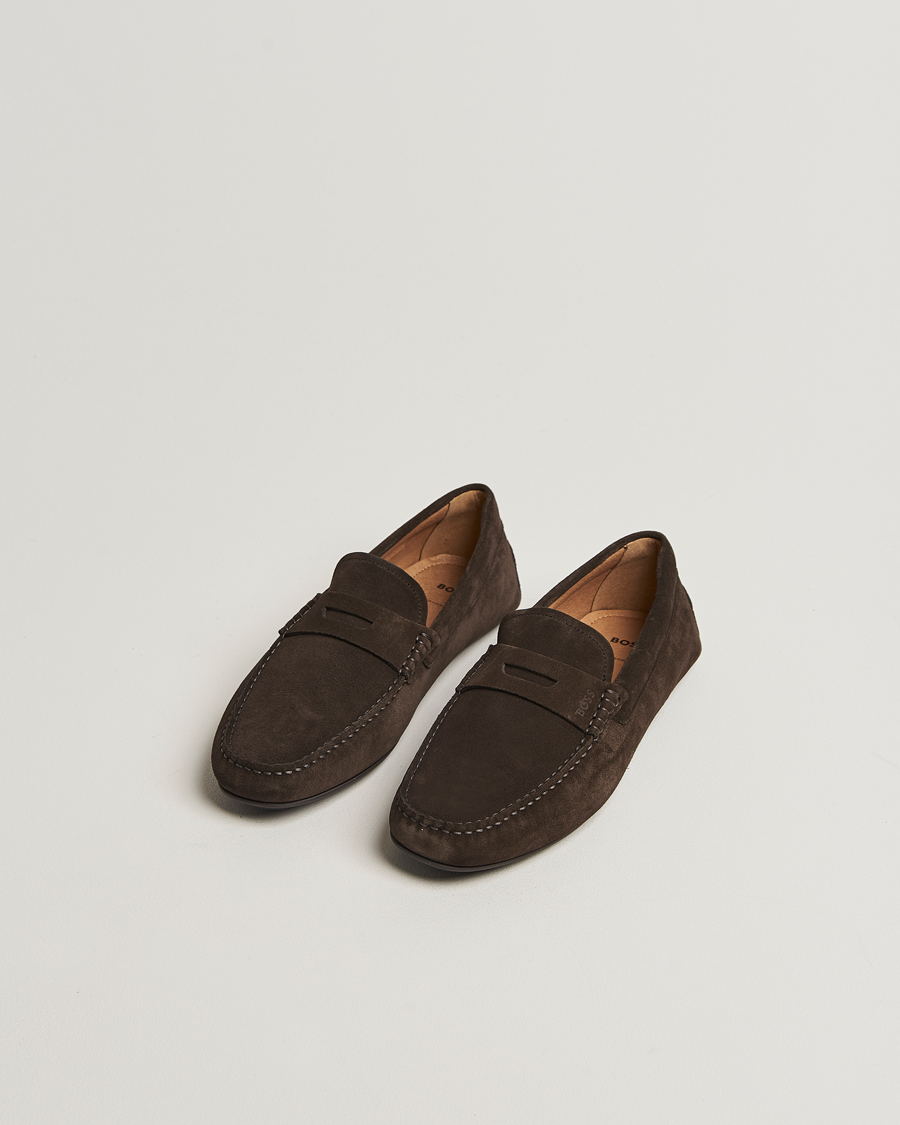 Men | Loafers | BOSS BLACK | Noel Suede Moccasin Dark Brown