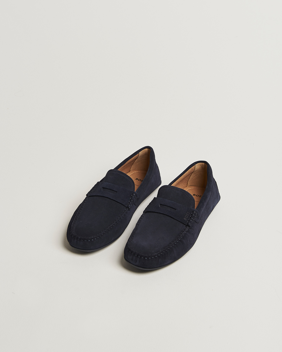 Men | Loafers | BOSS BLACK | Noel Suede Moccasin Dark Blue