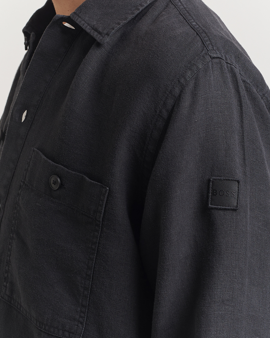 Men | Shirts | BOSS ORANGE | Locky Linen Overshirt Black