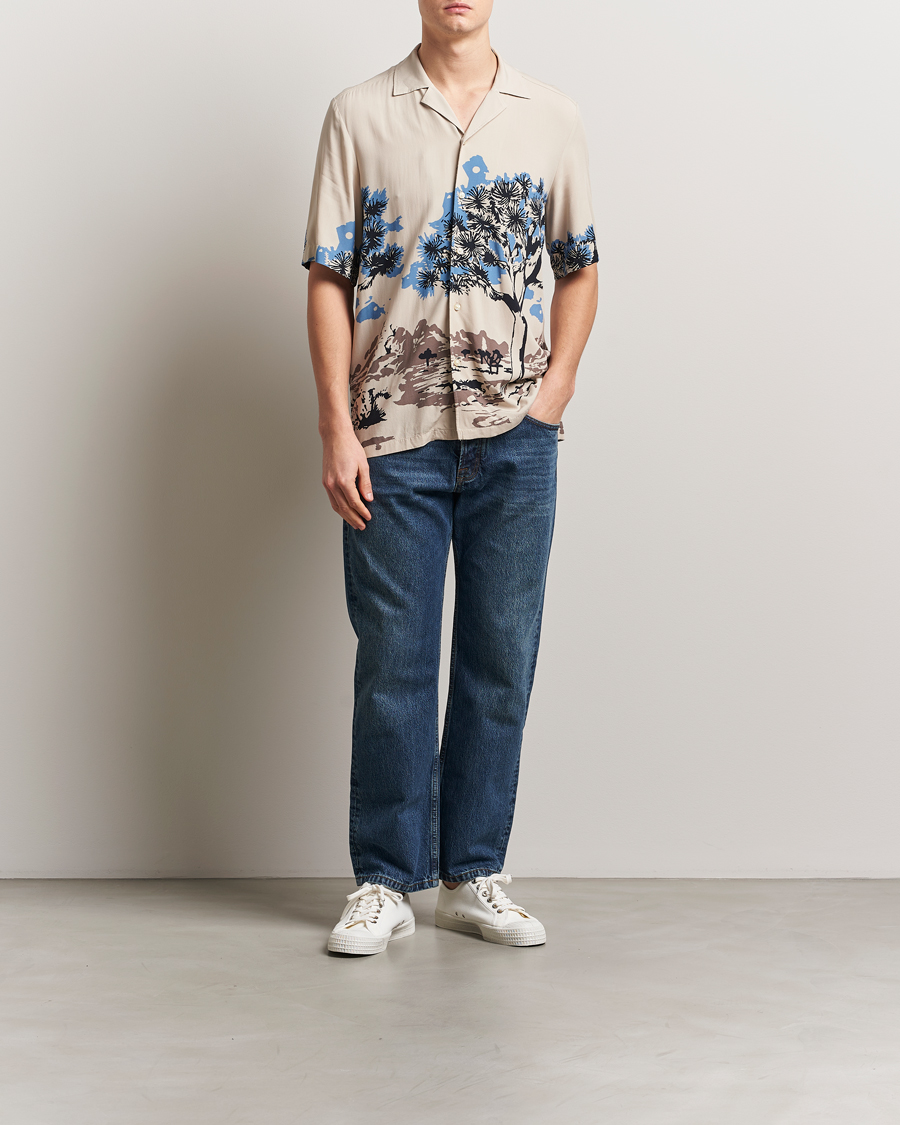 Men | Shirts | BOSS ORANGE | Rayer Printed Short Sleeve Shirt Light Beige