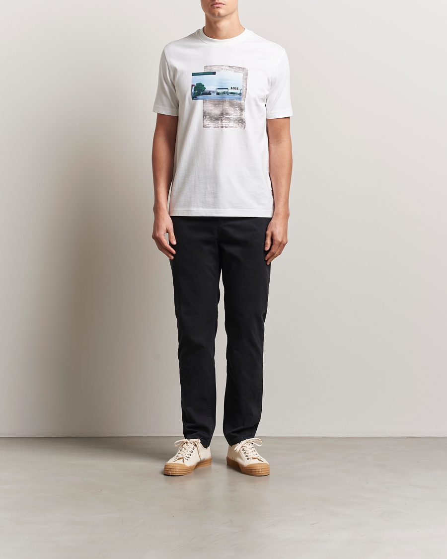 Men | T-Shirts | BOSS ORANGE | On The Way Printed Crew Neck T-Shirt White