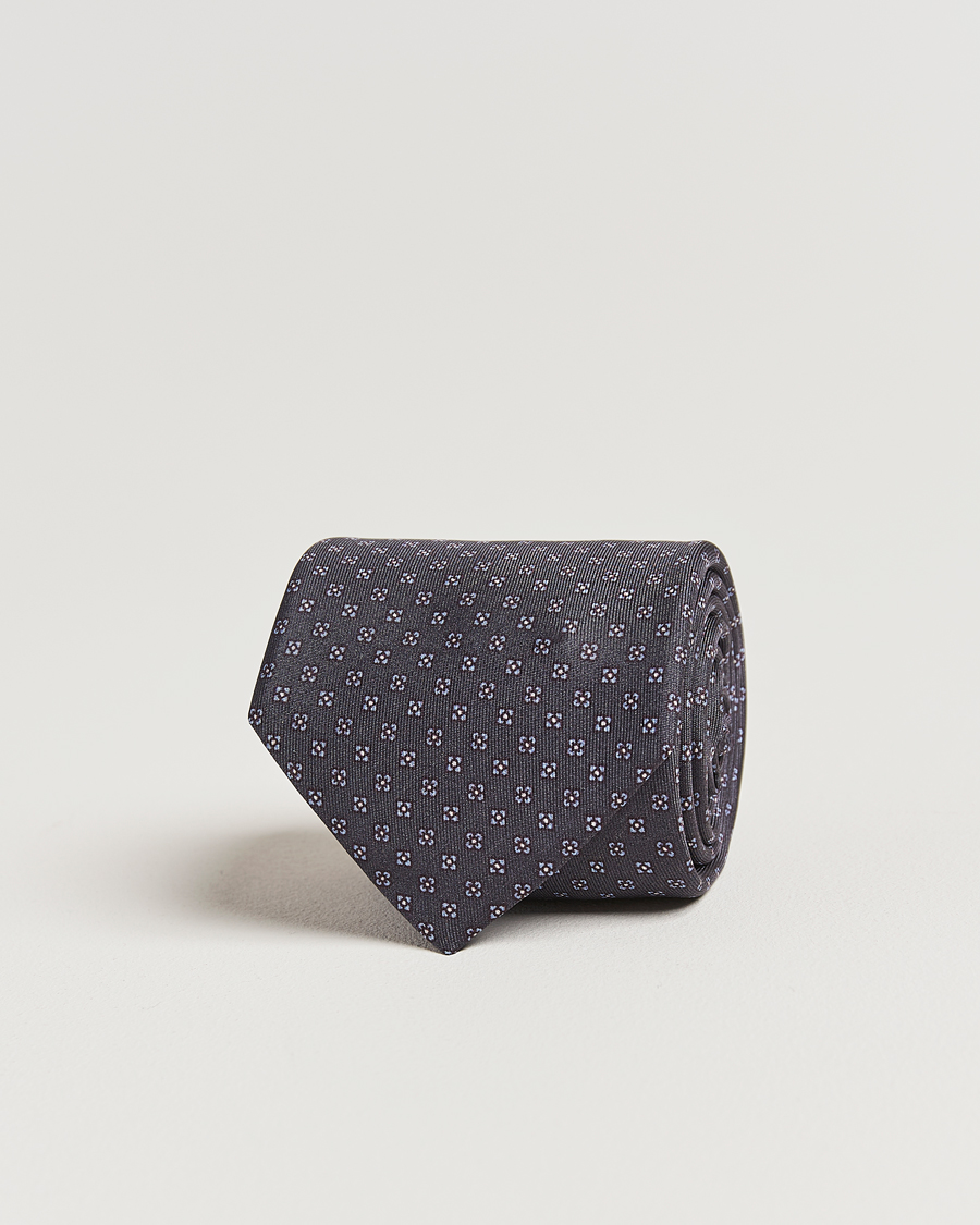 Men | Ties | Stenströms | Printed Silk Tie 7,5cm Grey