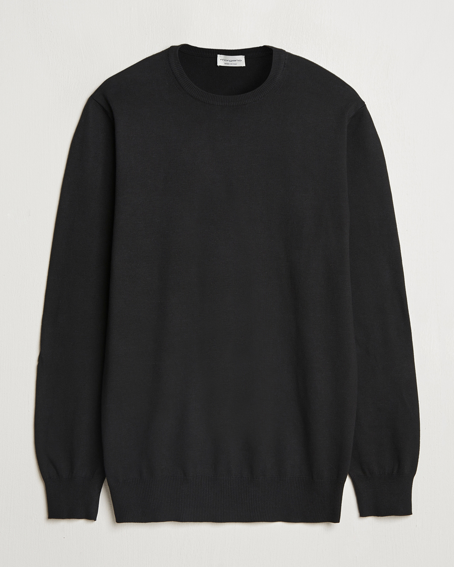 Men | Sweaters & Knitwear | Morgano | Supersoft Egyptian Cotton Crew Neck Black
