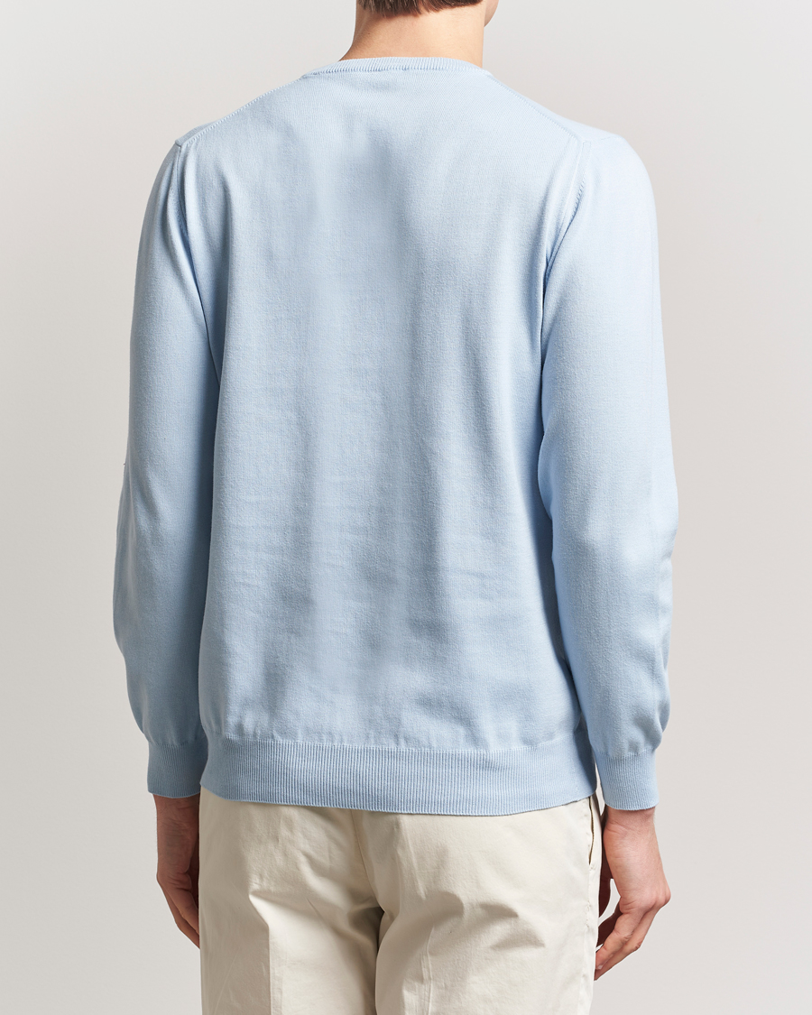 Men | Sweaters & Knitwear | Morgano | Supersoft Egyptian Cotton Crew Neck Light Blue