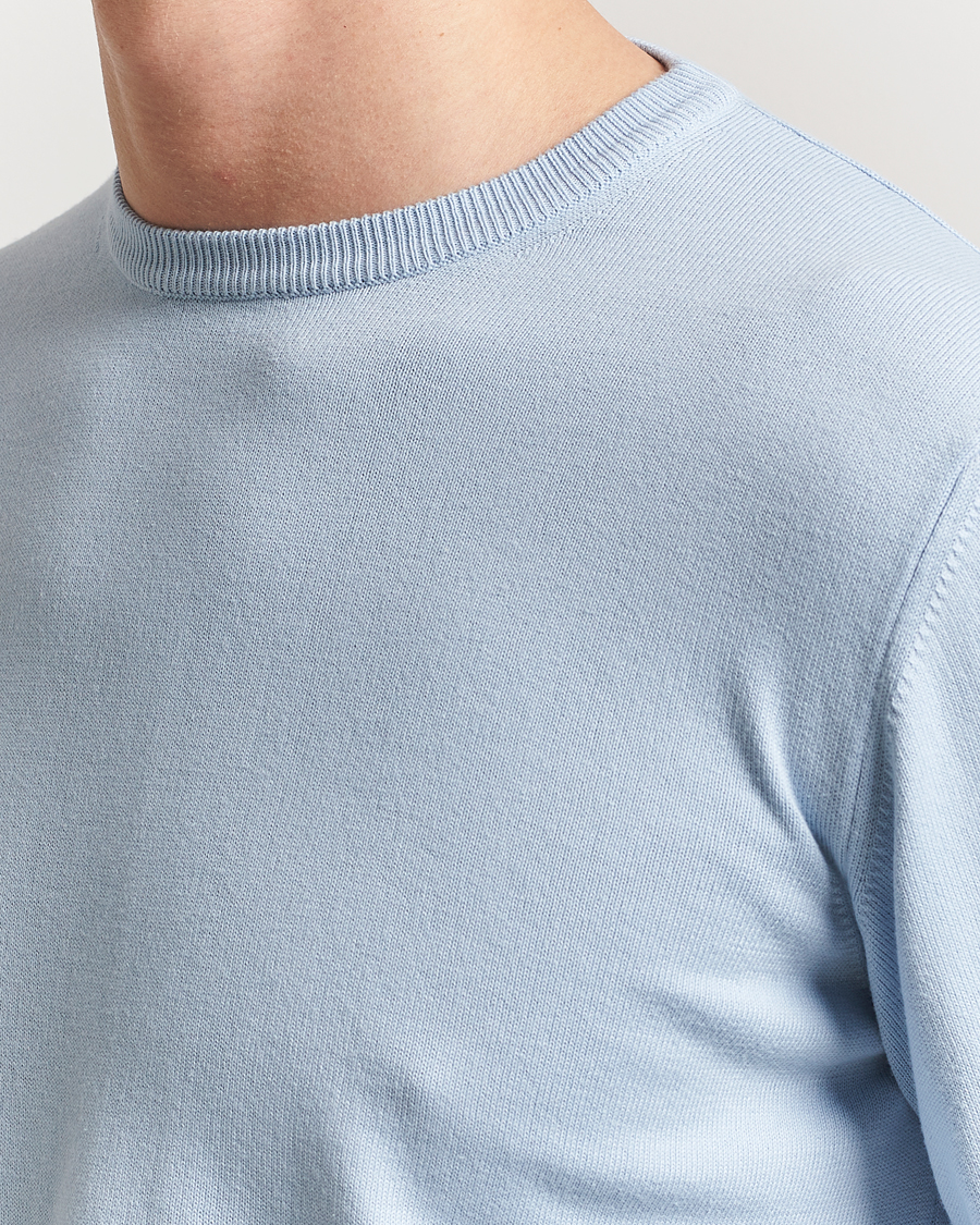 Men | Sweaters & Knitwear | Morgano | Supersoft Egyptian Cotton Crew Neck Light Blue