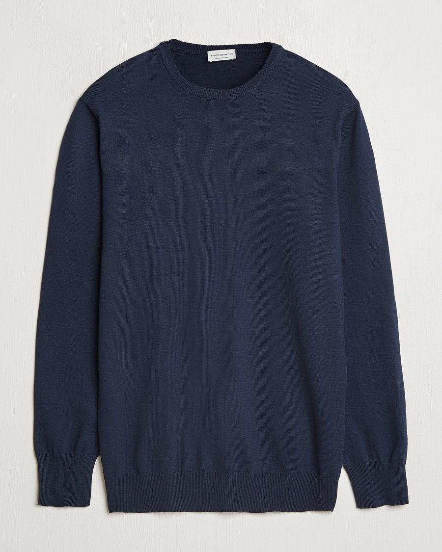 Men | Sweaters & Knitwear | Morgano | Supersoft Egyptian Cotton Crew Neck Navy