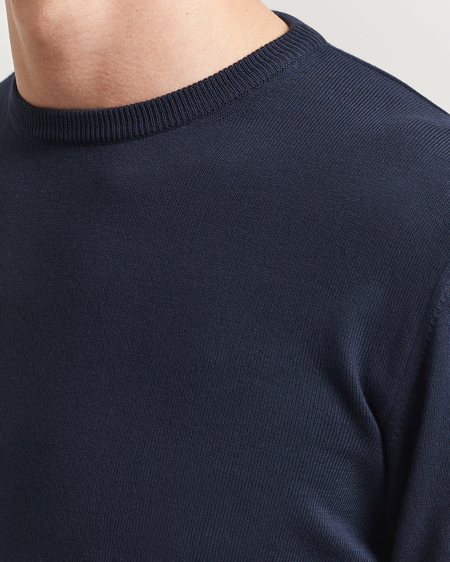 Men | Sweaters & Knitwear | Morgano | Supersoft Egyptian Cotton Crew Neck Navy