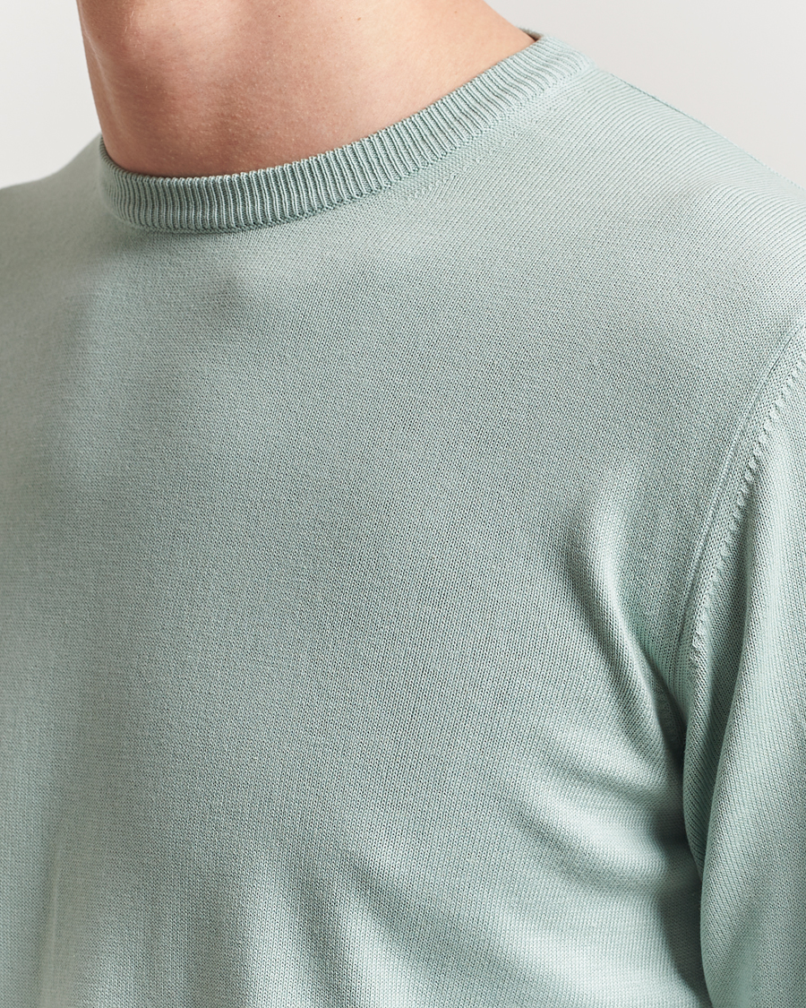Men | Sweaters & Knitwear | Morgano | Supersoft Egyptian Cotton Crew Neck Light Green