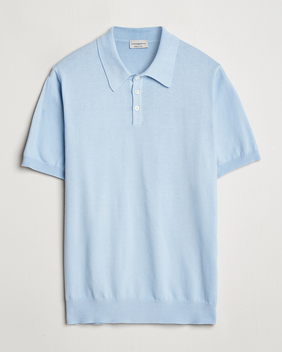 Men | Polo Shirts | Morgano | Supersoft Egyptian Cotton Polo Light Blue