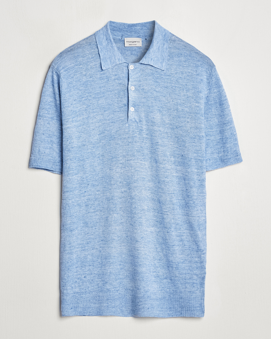 Men | Polo Shirts | Morgano | Linen Polo Blue