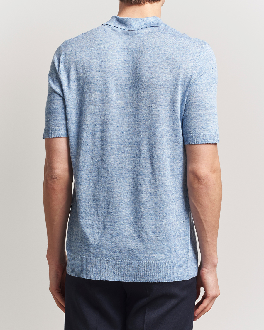 Men | Polo Shirts | Morgano | Linen Polo Blue
