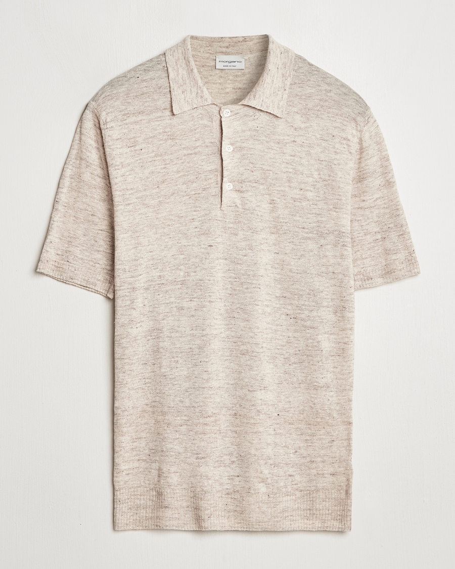Men | Polo Shirts | Morgano | Linen Polo Beige