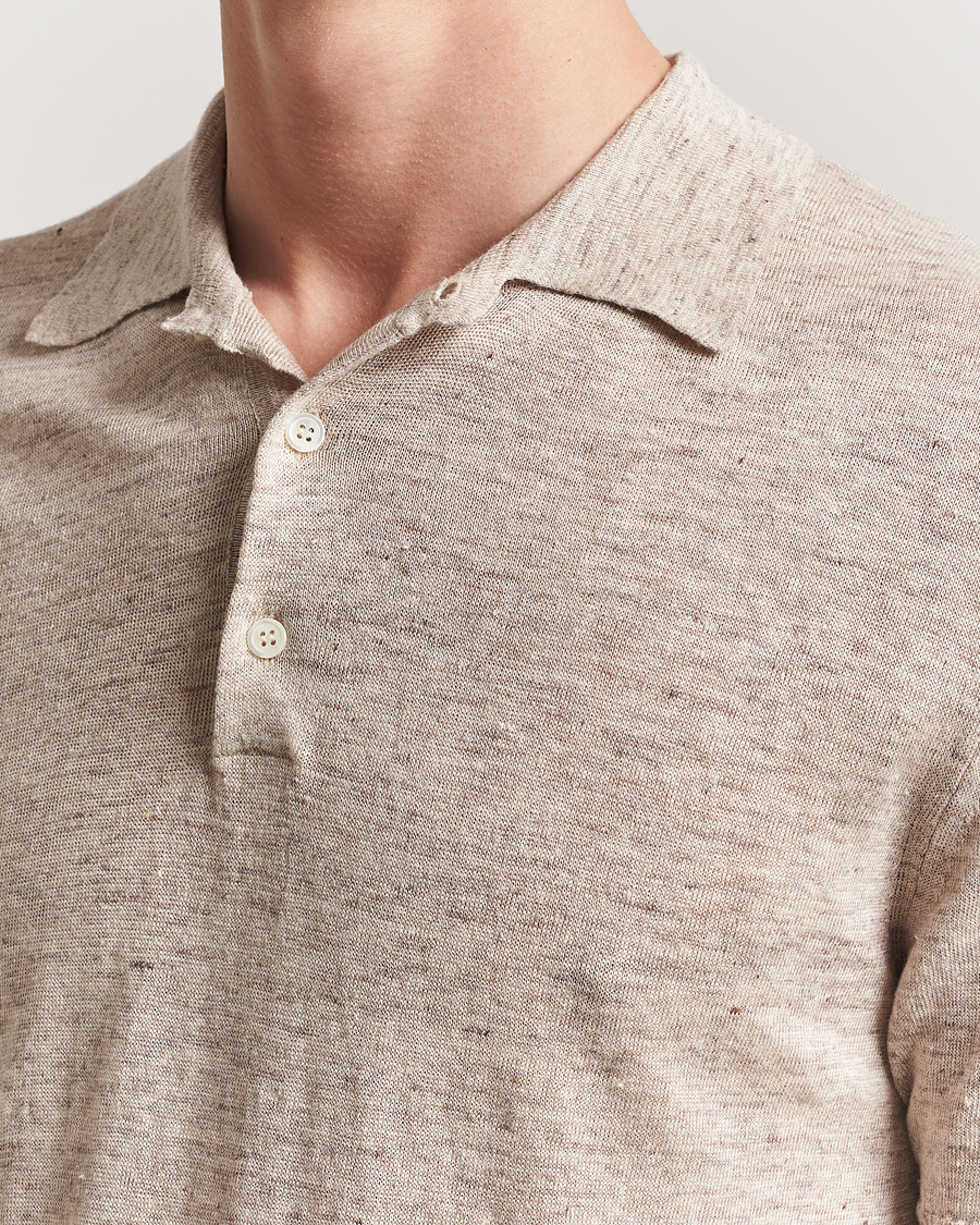 Men | Polo Shirts | Morgano | Linen Polo Beige