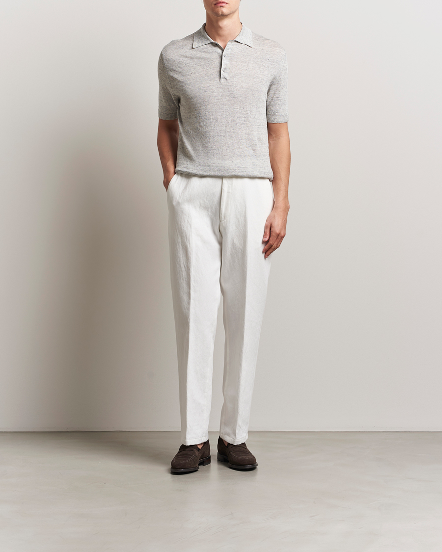 Men | Polo Shirts | Morgano | Linen Polo Grey