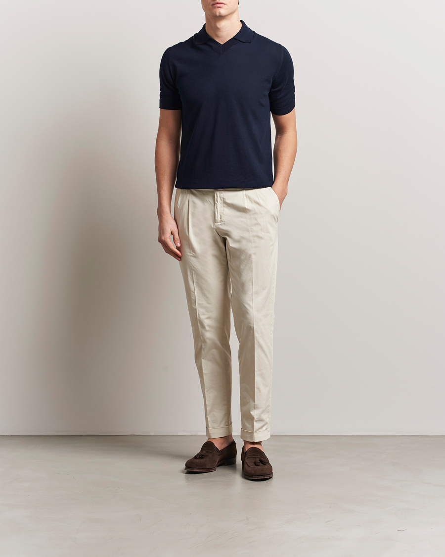 Men | Polo Shirts | Morgano | Knitted Organic Cotton Polo Navy