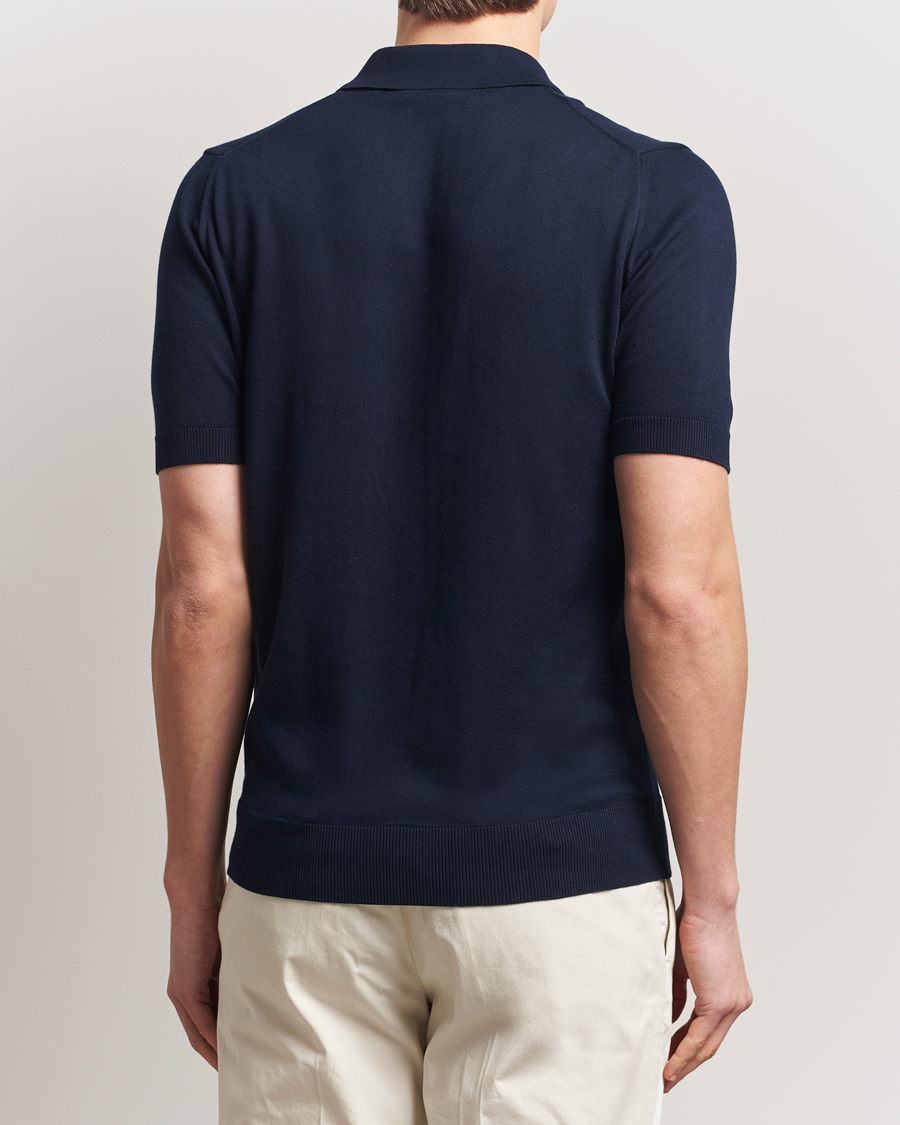 Men | Polo Shirts | Morgano | Knitted Organic Cotton Polo Navy