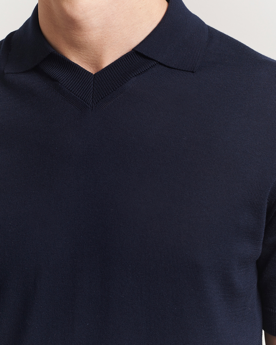 Men | Polo Shirts | Morgano | Knitted Organic Cotton Polo Navy