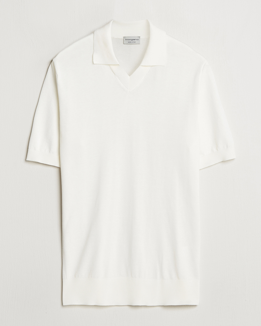 Men | Polo Shirts | Morgano | Knitted Organic Cotton Polo White