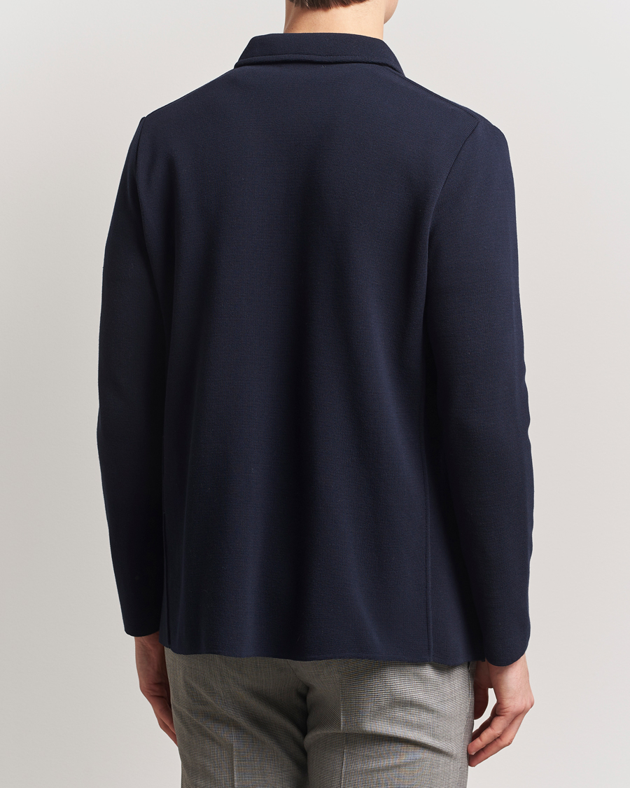 Lardini Knitted Pocket Shirt Jacket Navy at CareOfCarl.com