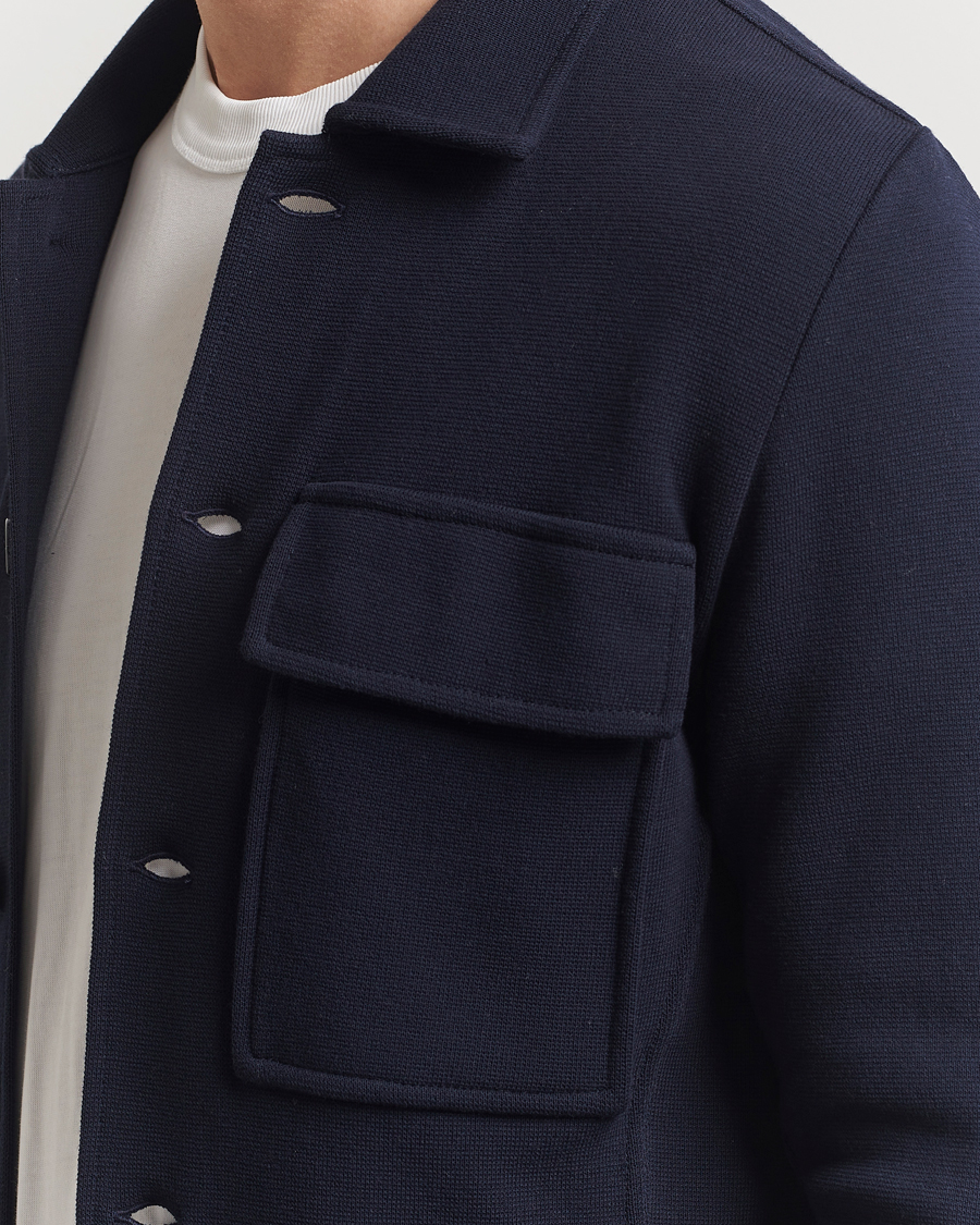 Lardini Knitted Pocket Shirt Jacket Navy at CareOfCarl.com
