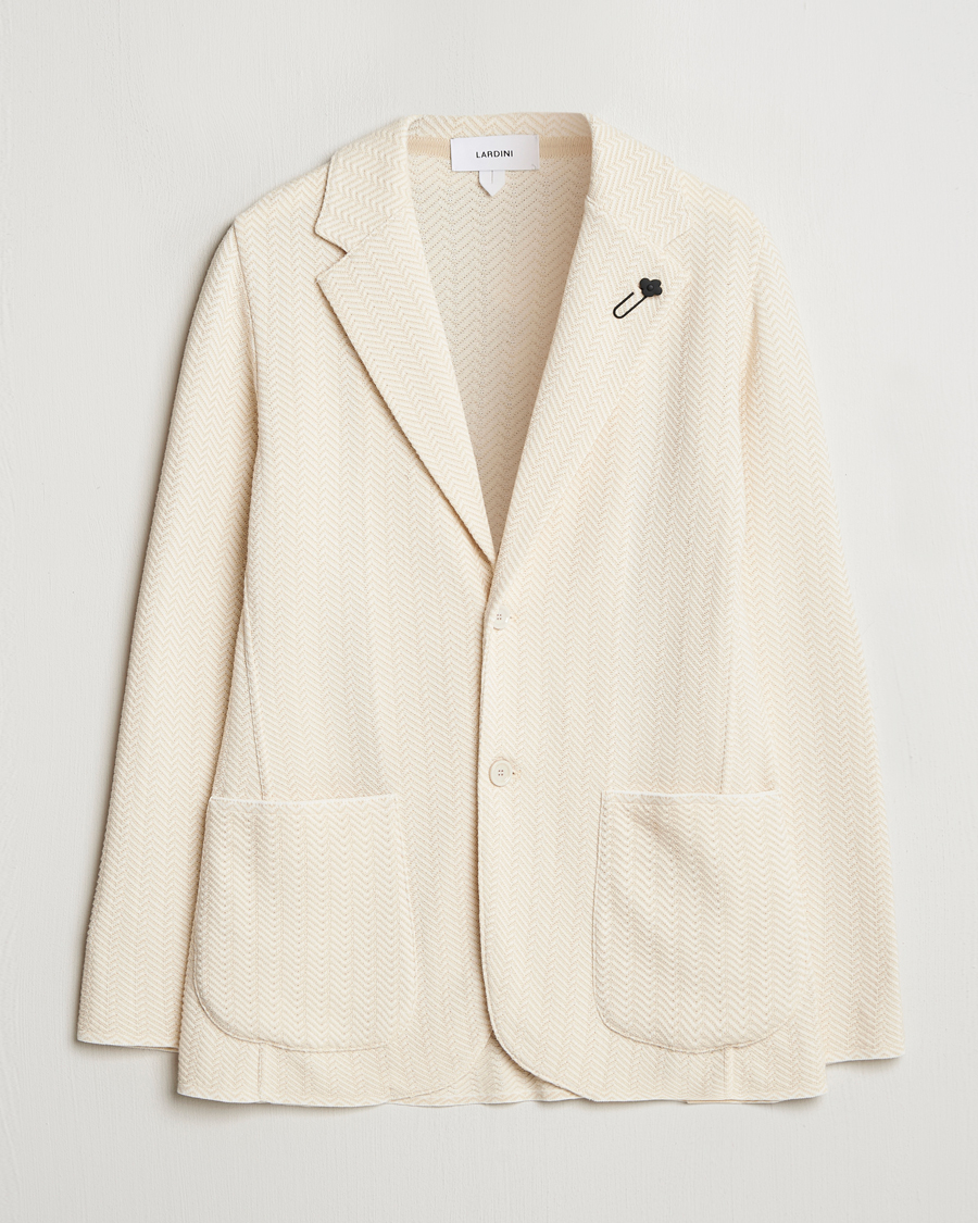Men | Blazers | Lardini | Knitted Cotton Structured Blazer White/Beige