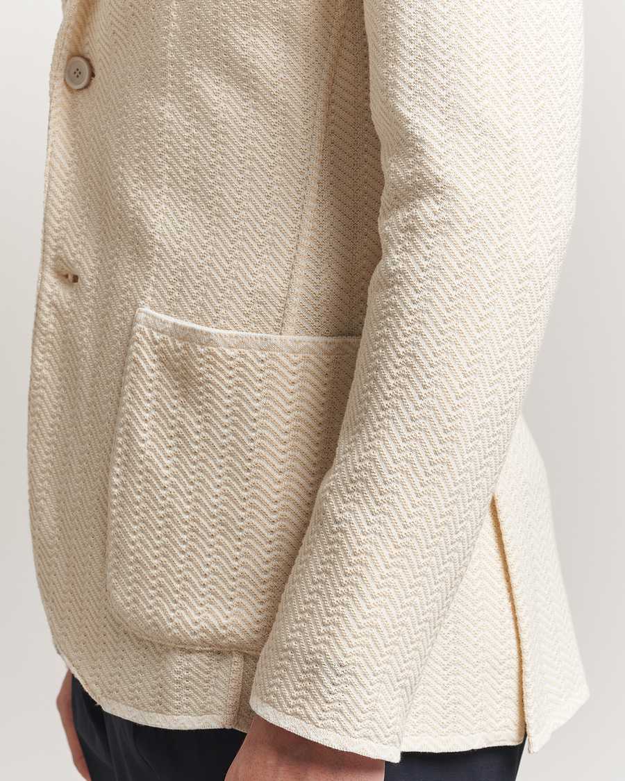 Men | Blazers | Lardini | Knitted Cotton Structured Blazer White/Beige
