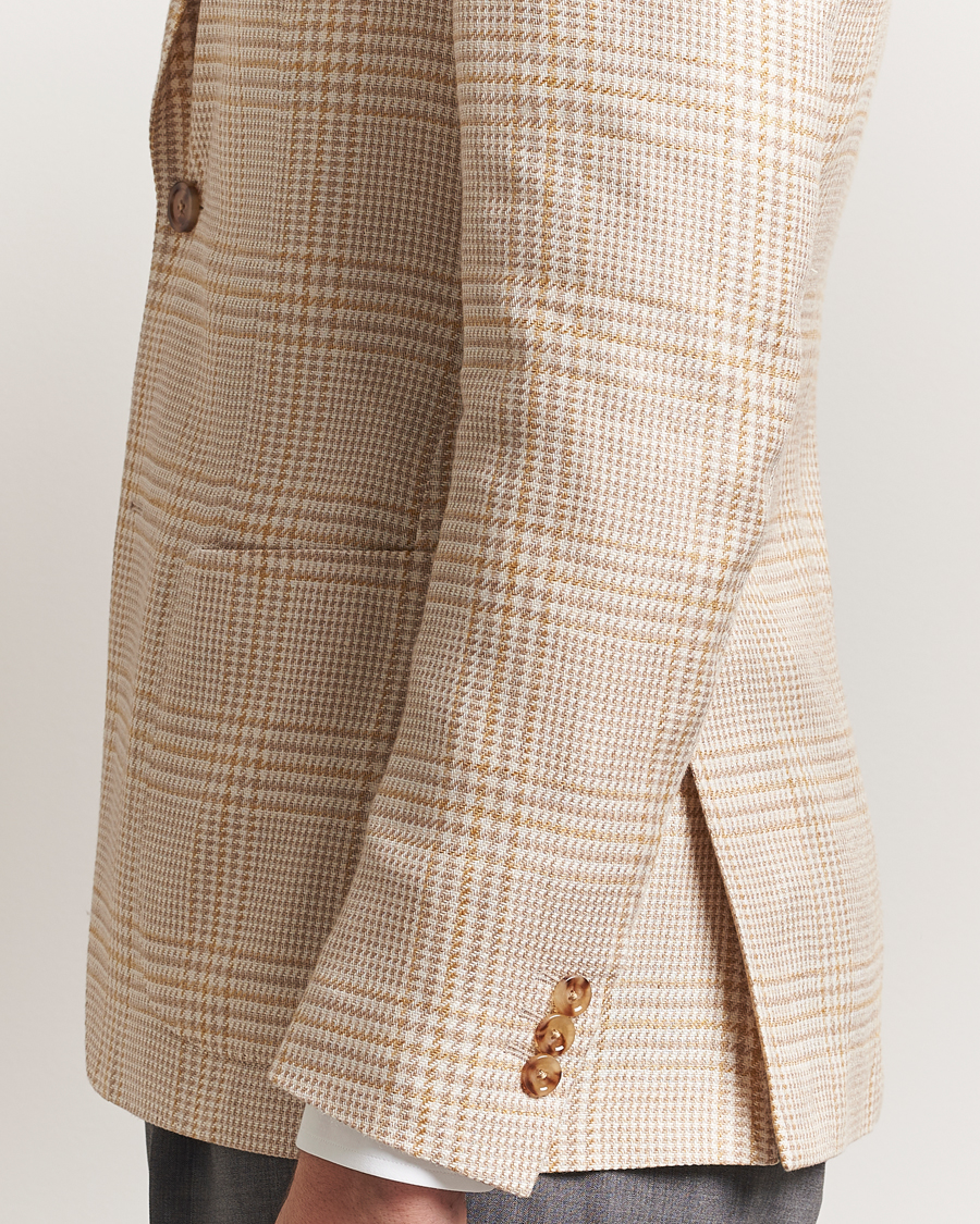 Lardini Cotton/Linen Glencheck Blazer Beige at CareOfCarl.com