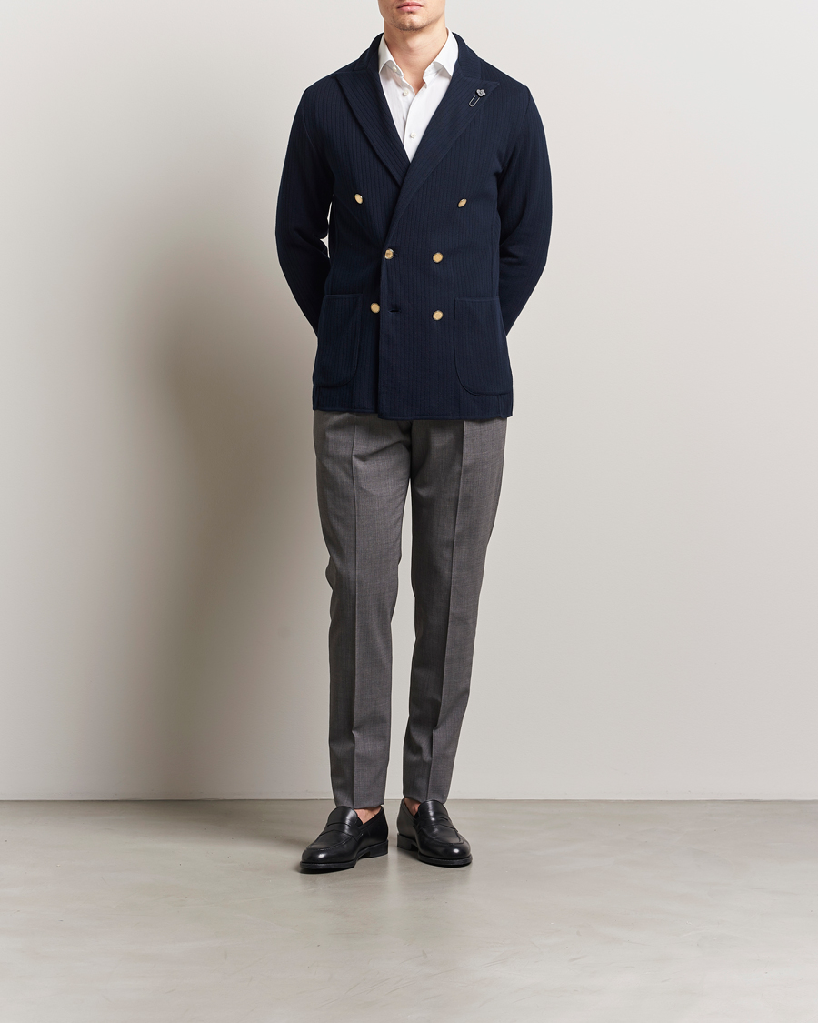 LARDINI　ダブルブレザー【希少】ネイビーソラーロ４４ LARDINI（ラルディーニ）ADVANCEアドヴァンス ウールホップサック6B