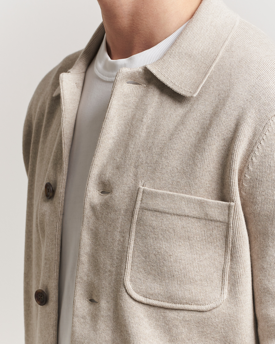 Men | Shirts | Morris | Jake Knitted Shirt Jacket Beige