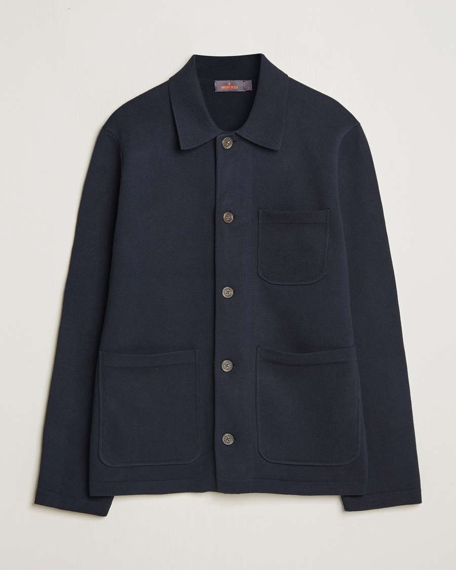Men | Shirts | Morris | Jake Knitted Shirt Jacket Navy