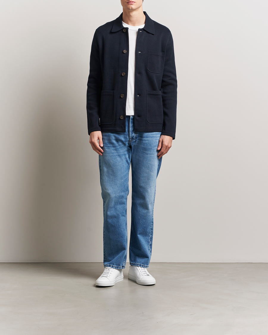 Men | Shirts | Morris | Jake Knitted Shirt Jacket Navy