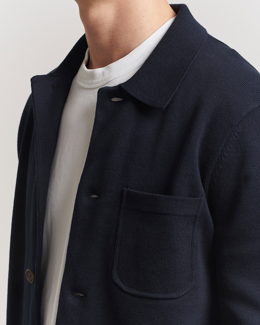 Men | Shirts | Morris | Jake Knitted Shirt Jacket Navy