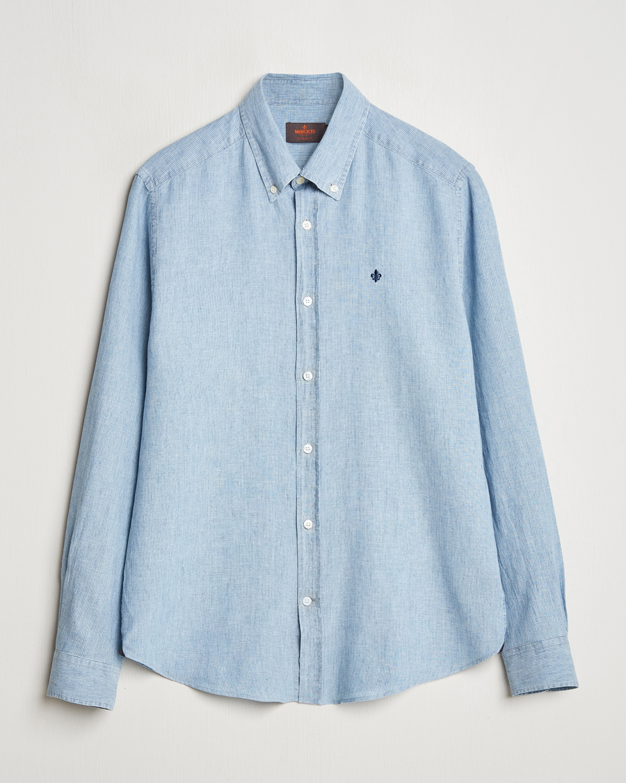 Men | Shirts | Morris | Linen Indigo Shirt Light Blue