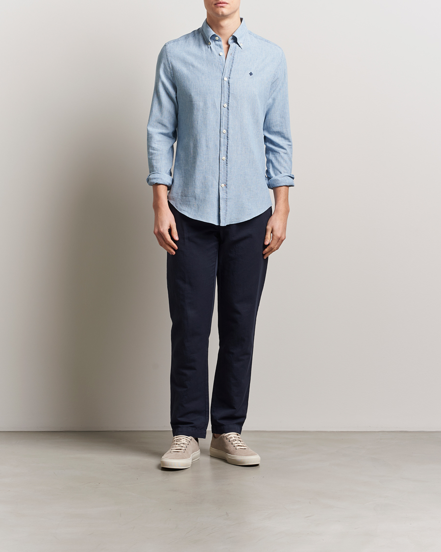 Men | Shirts | Morris | Linen Indigo Shirt Light Blue