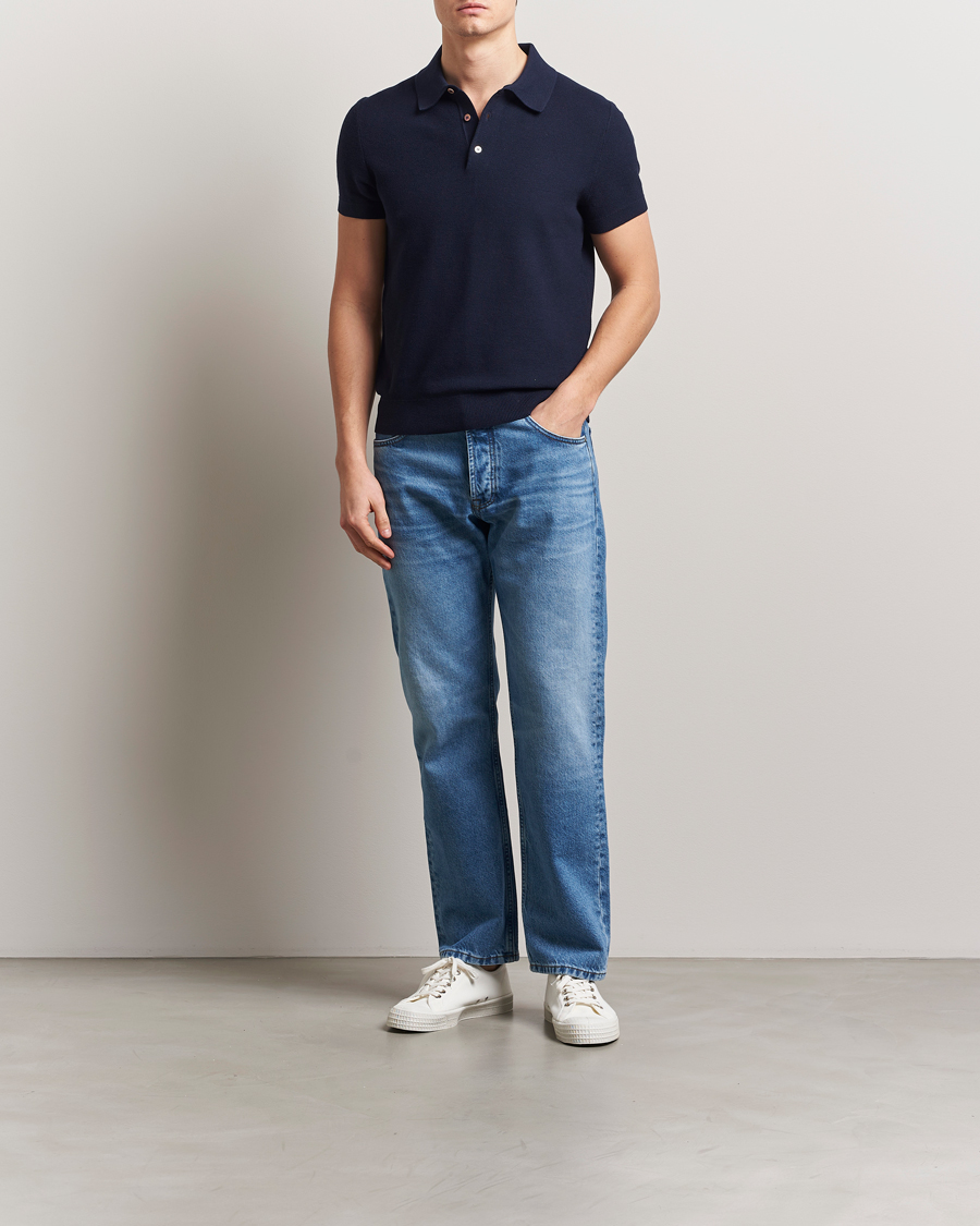 Men | Polo Shirts | Morris | Walter Knitted Polo Navy