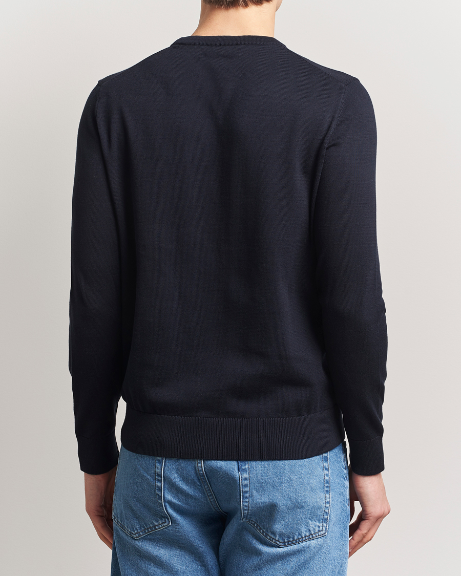 Men | Sweaters & Knitwear | Morris | Riley Cotton O-Neck Dark Blue
